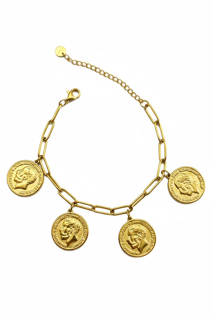 Roman Emperor Charm Paperclip Bracelet