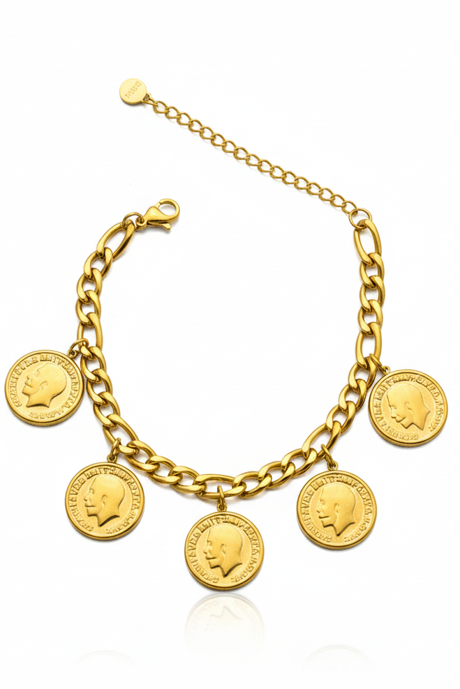 Roman Emperor Multi-Coin Curb Bracelet