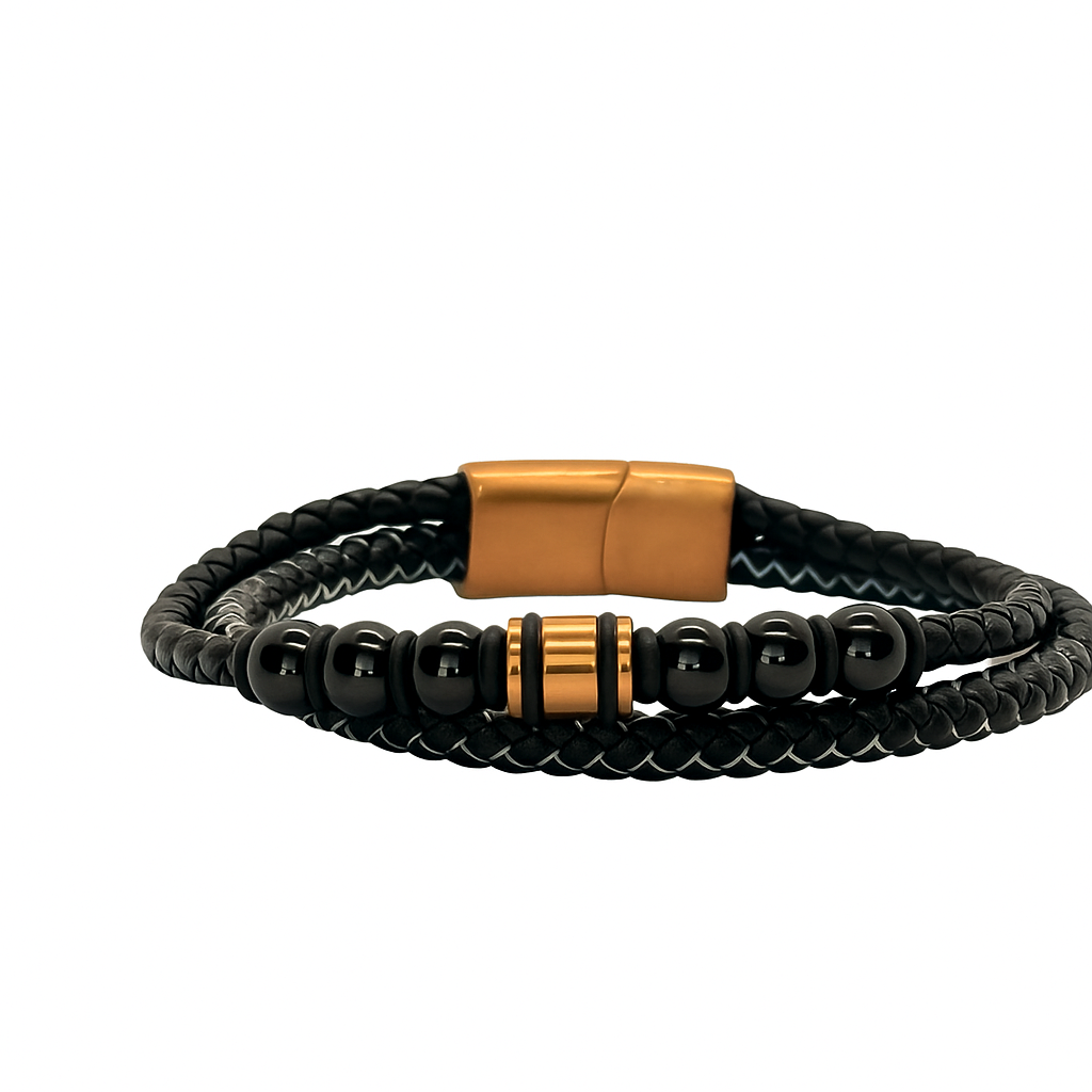 Leather and Bead Bracelet