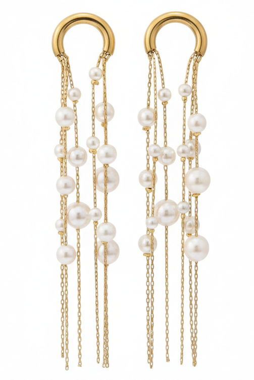 Pearl Waterfall Hoop Earrings