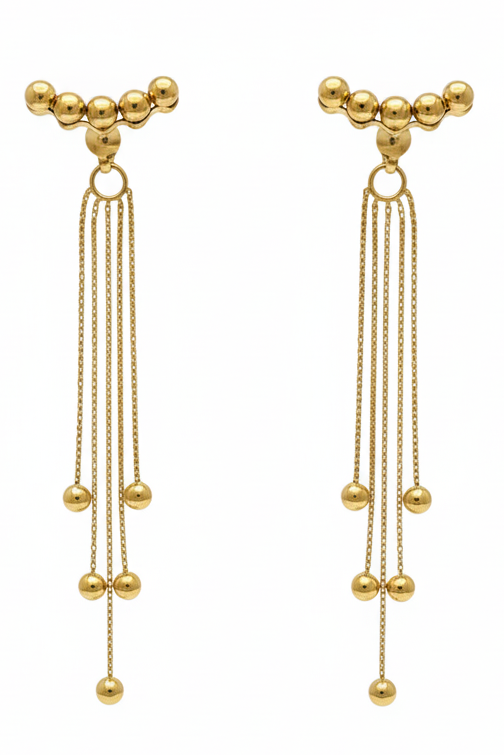 Golden Sphere Fringe Earrings