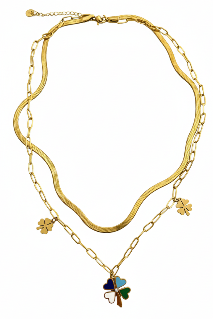 Lucky Clover Layered Set Necklace