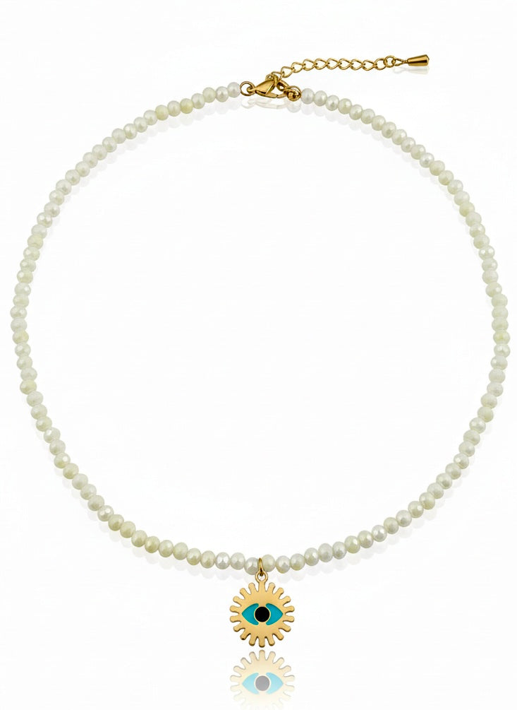 Crystal Sunbeam Evil Eye Handmade Choker Necklace