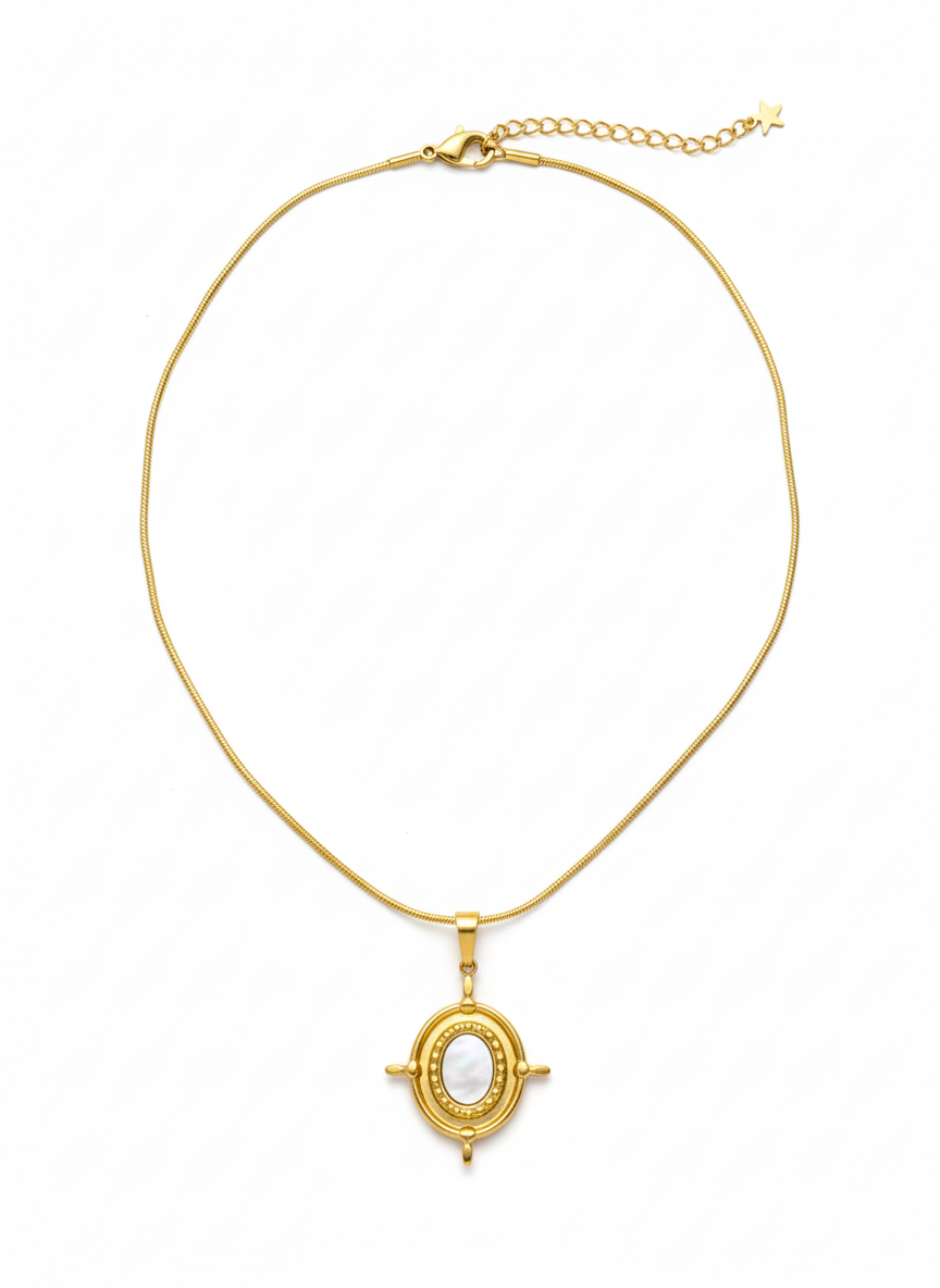 Ornate Pearl Compass Necklace