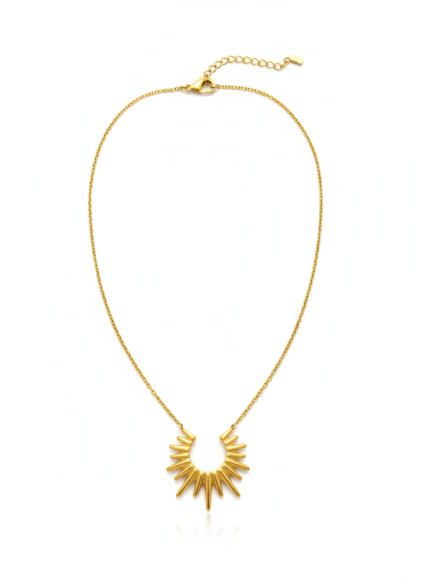 Golden Sunburst Halo Necklace