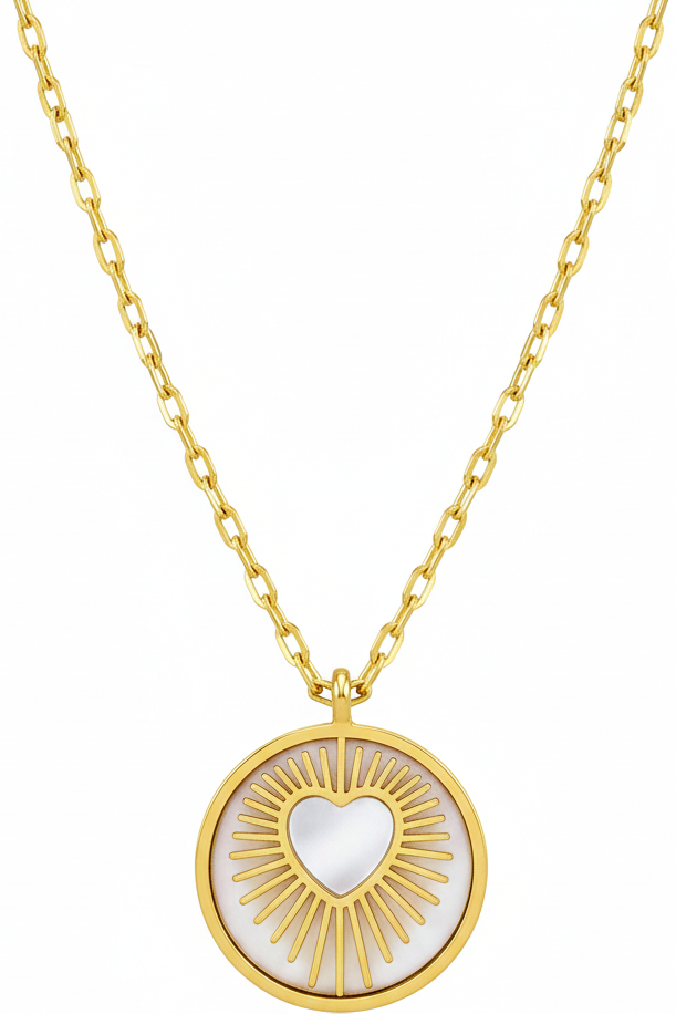 Sunburst Heart Medallion Necklace