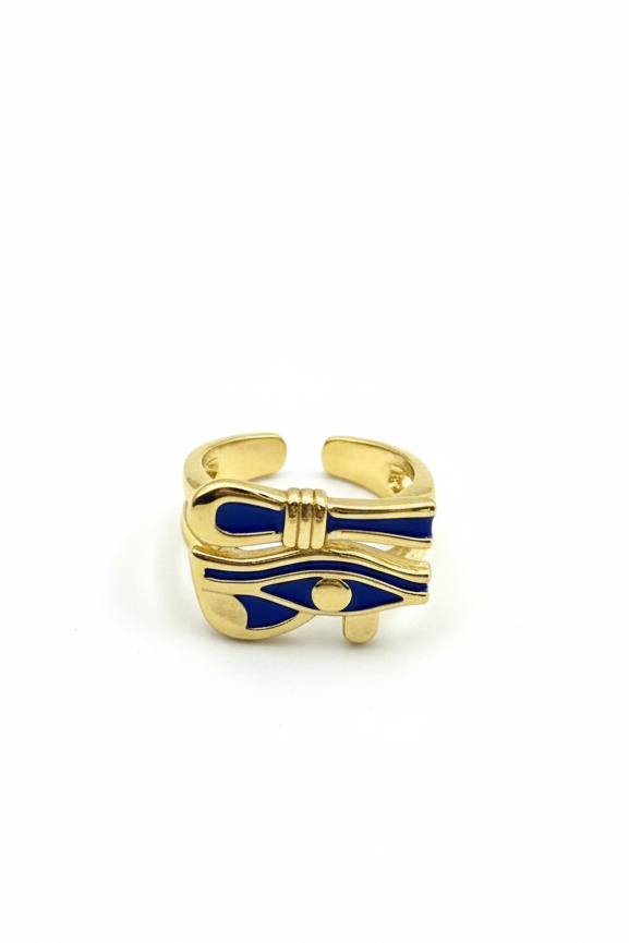 Blue Eye of Horus Enamel Ring