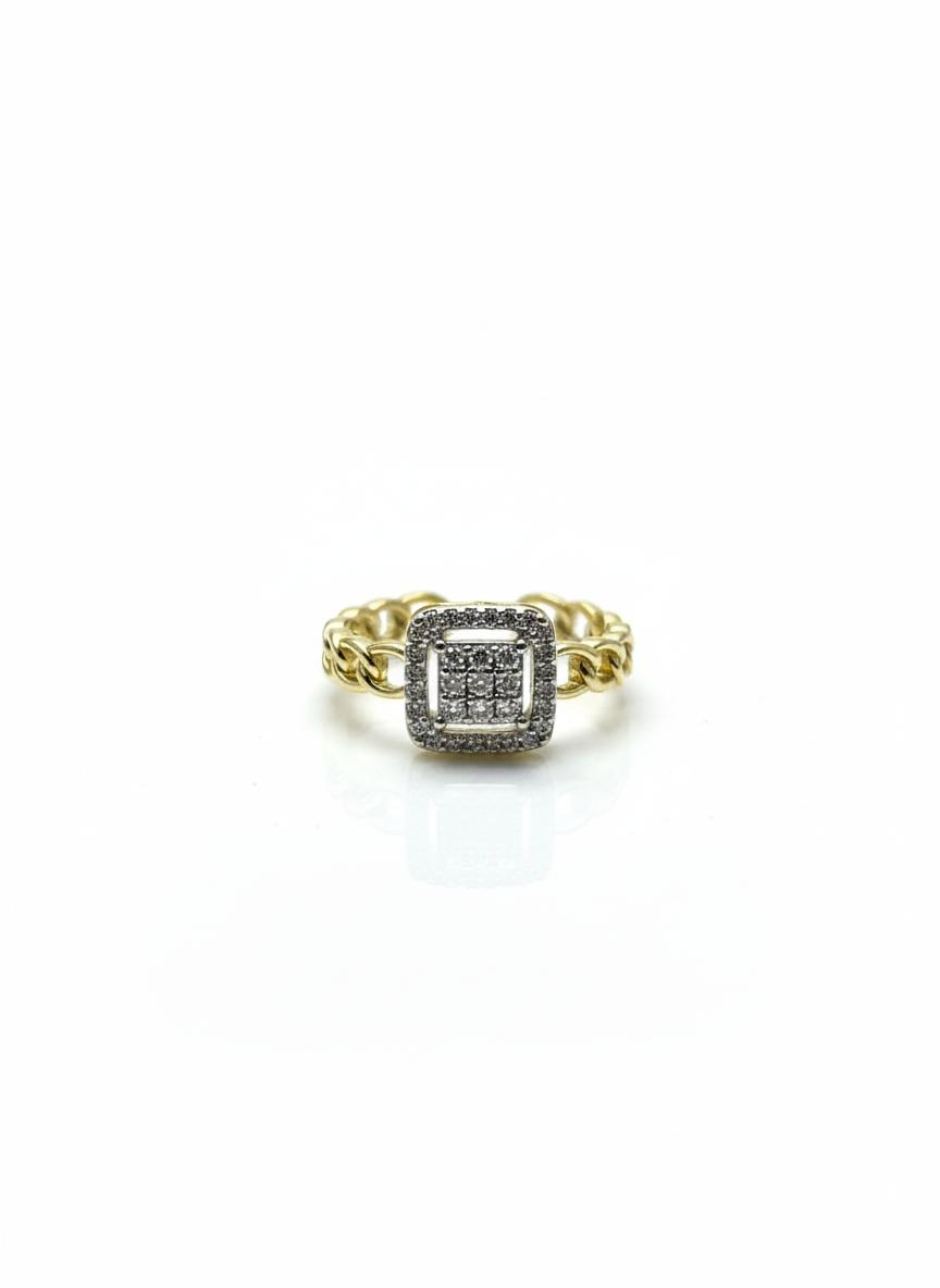 Pavé Halo Curb Chain Ring