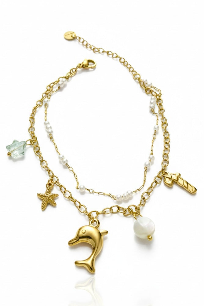 Ocean Charm Layered Anklet